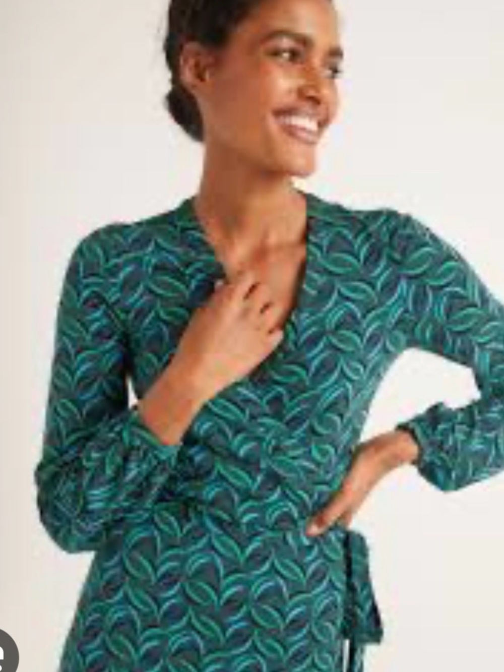 NWT Boden Elodie Wrap Jersey Dress Blue and Green US 14R